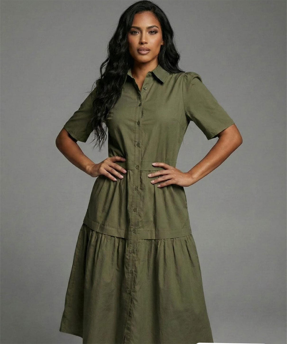 Vestido verde largo manga